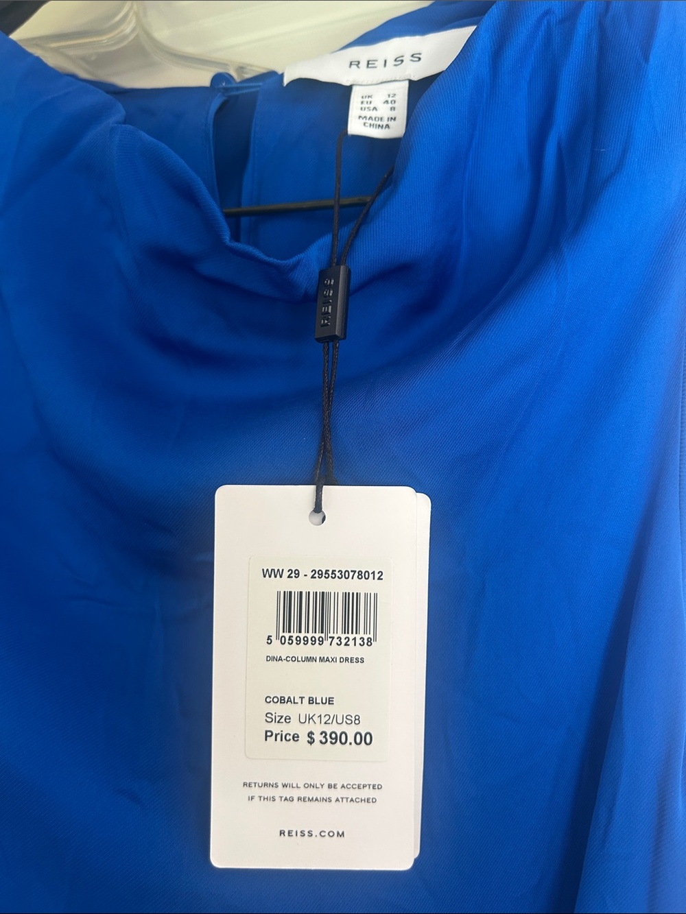 Reiss Royal Blue Sleeveless Silk Maxi Dress - Picture 4 of 4
